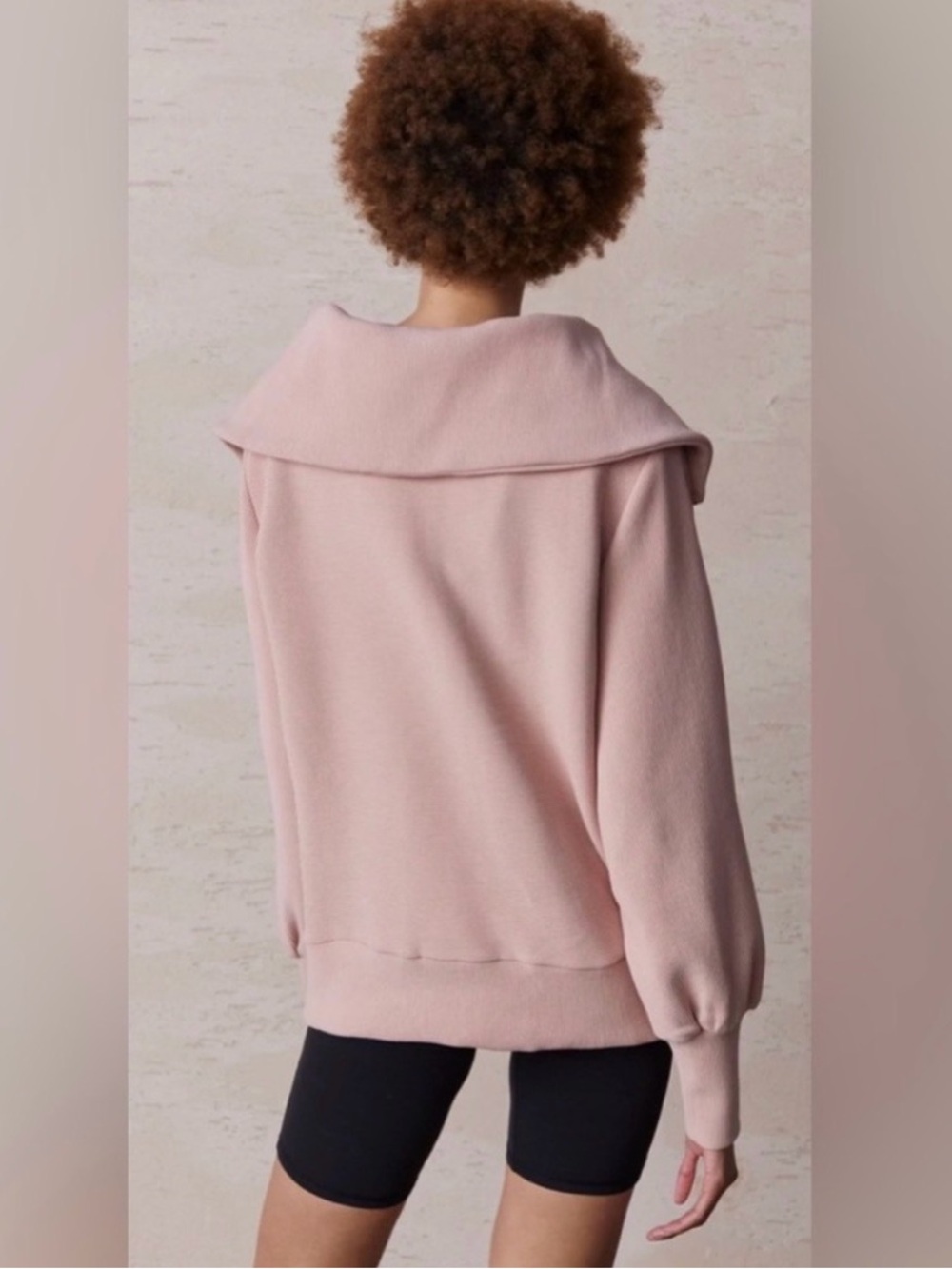 Varley Vine Half Zip Pullover Dusty Pink Ottoman Fabric Long Sleeve Sweatshirt - Picture 2 of 16